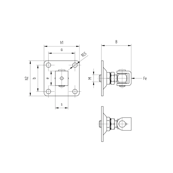 Talpas kapuforgáspont kontraanyával, Zn M16, 80x80