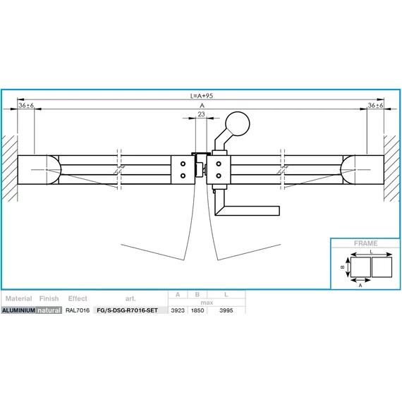 Kétszárnyú kapu 3,92x1,85m 20x100 R7016 kitöltéssel (Lapraszerelt)