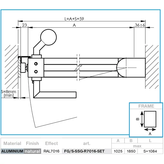 Kiskapu  1,025x1,85m 20x100 R7016 kitöltéssel (Lapraszerelt)
