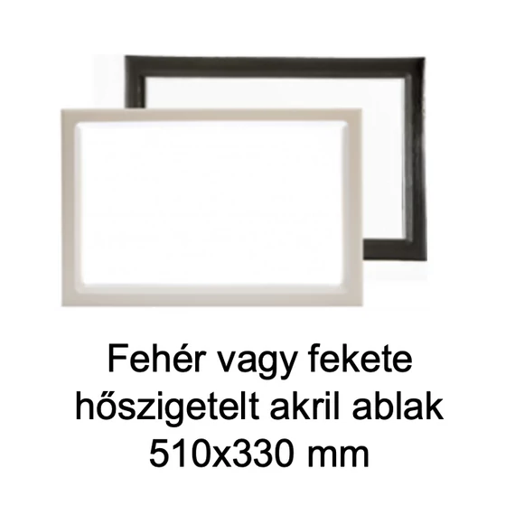 Garázskapu - Fehér vagy fekete hőszigetelt akril ablak 510x330 mm